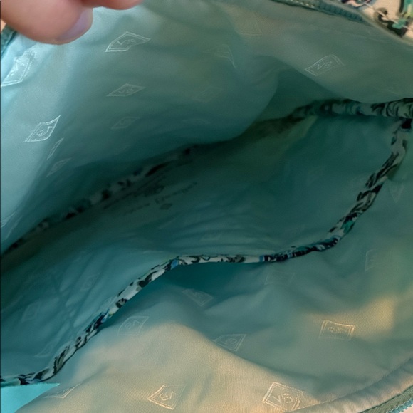 Vera Bradley Aqua Floral Quilted Tote Zip Top Hipster NWT Cloud Vine - Picture 6 of 6